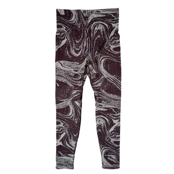 Athleta Marble Shine‎ Seamless Tight Leggings Medium Maroon Activewear High Rise - Picture 2 of 6